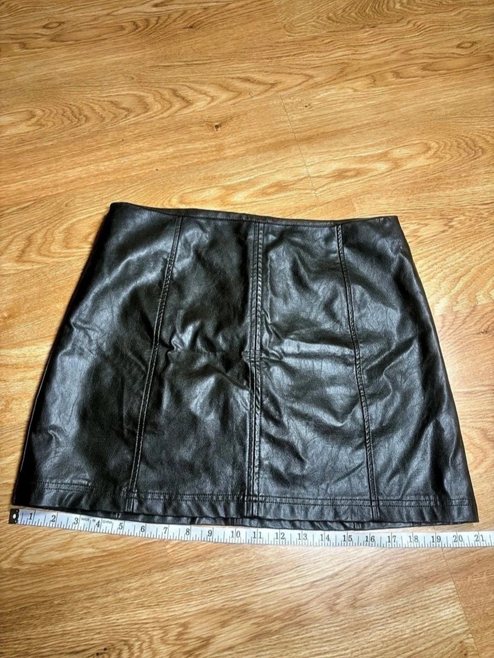 Faux Leather Mini Skirt in Black